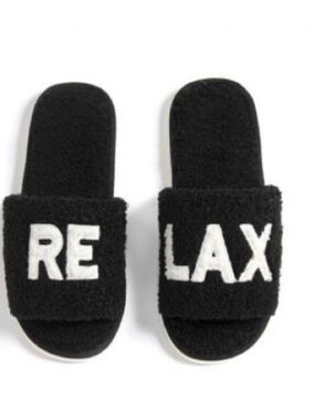 Shiraleah Black and Cream Fuzzy Slide Slippers Size 9/10